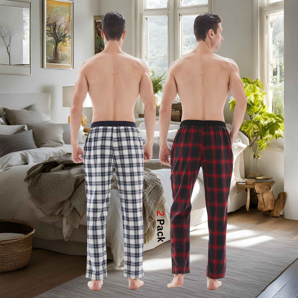 Men's Cotton Flannel Pyjama Bottoms - Lightweight Comfort, Pack of 2