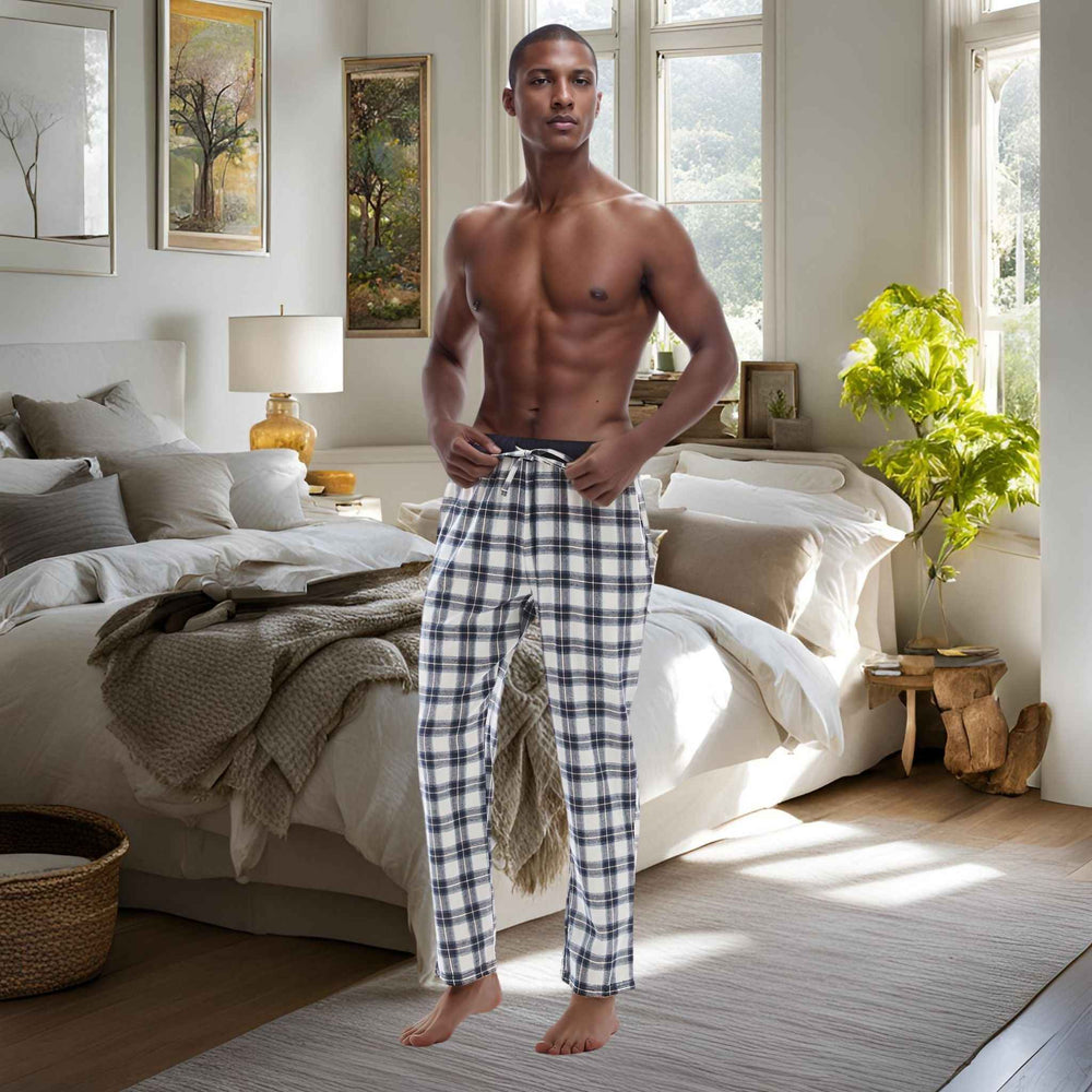 Men's Cotton Flannel Pyjama Bottoms - Lightweight Comfort, Pack of 2