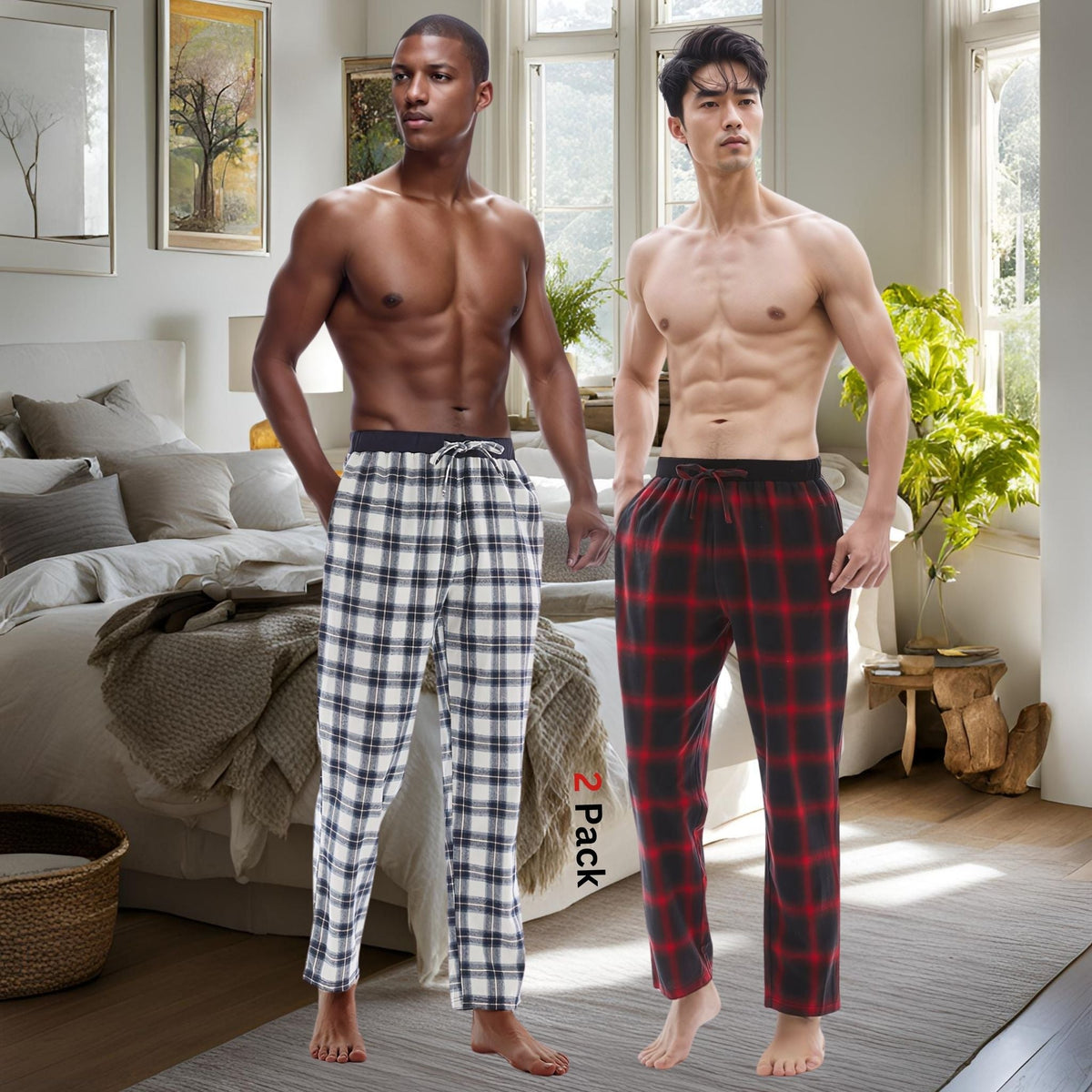 100 Cotton Men's Pajama Bottoms Lounge Pants Men Fashion Loungewear - SaneShoppe