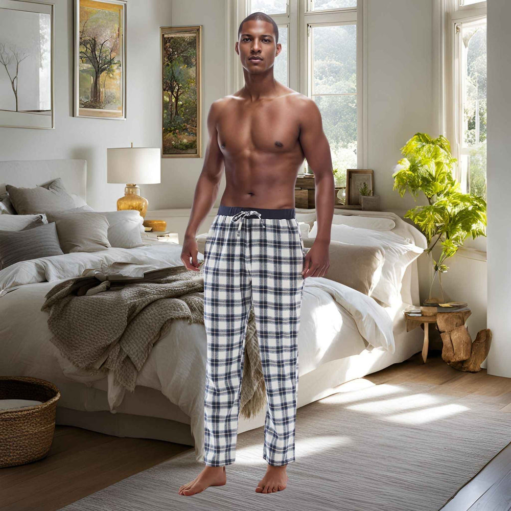Men's Cotton Flannel Pyjama Bottoms - Lightweight Comfort, Pack of 2