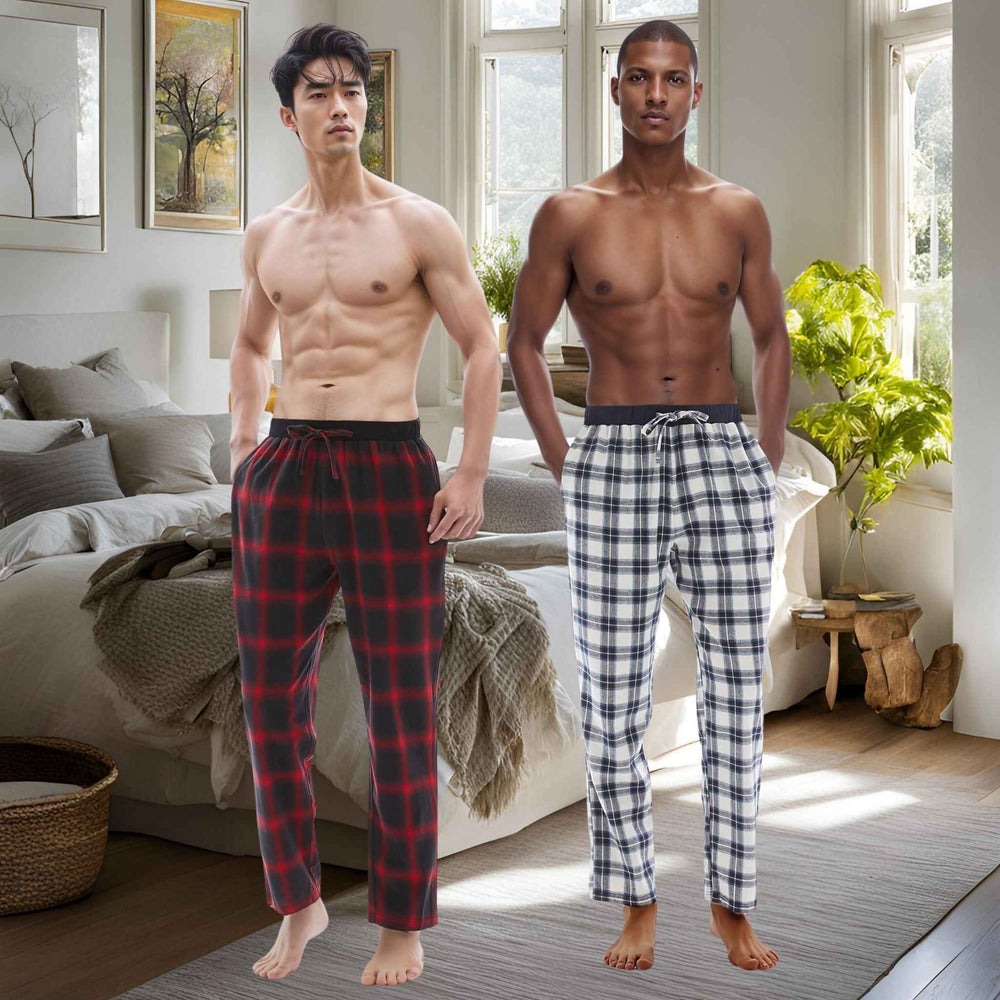 Men's Cotton Flannel Pyjama Bottoms - Lightweight Comfort, Pack of 2