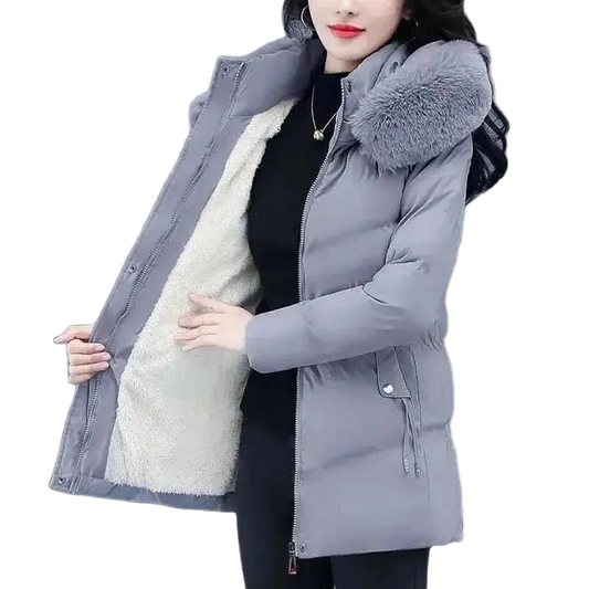 Winter 2024 Plus Size Ladies Long Down Coat with Velvet Lining