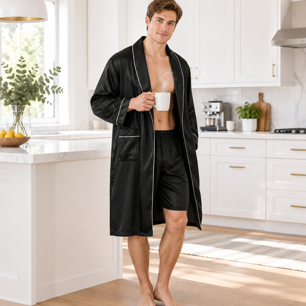 Luxurious Plus Size Men's Silk Robe Set for Ultimate Comfort