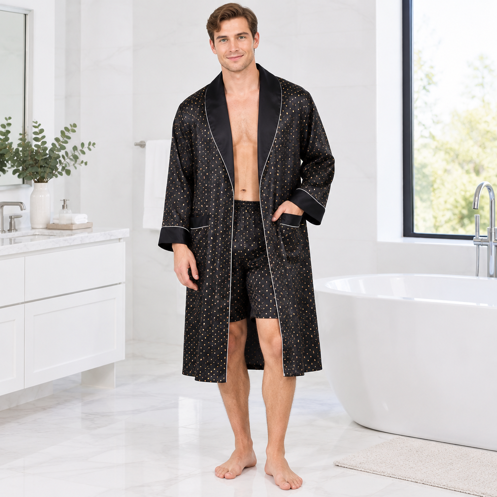 Luxurious Plus Size Men's Silk Robe Set for Ultimate Comfort