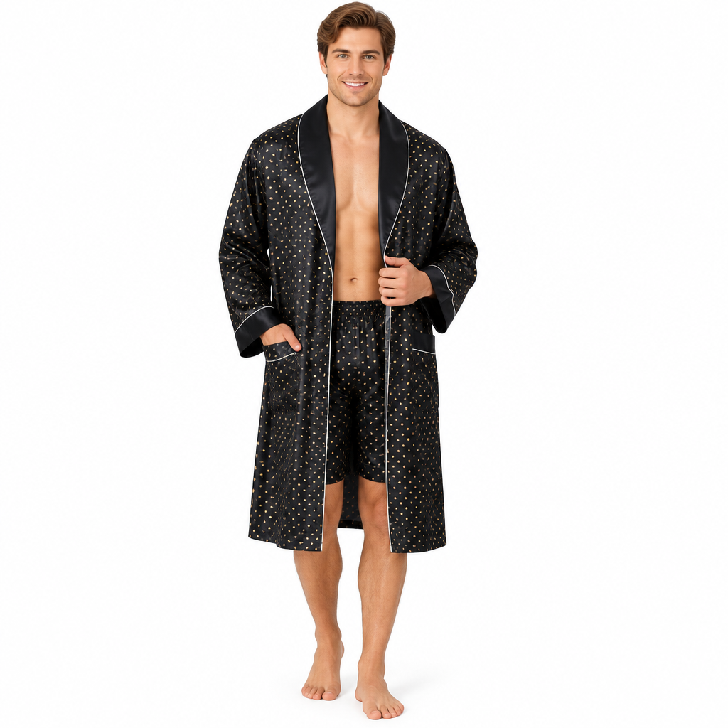 Luxurious Plus Size Men's Silk Robe Set for Ultimate Comfort