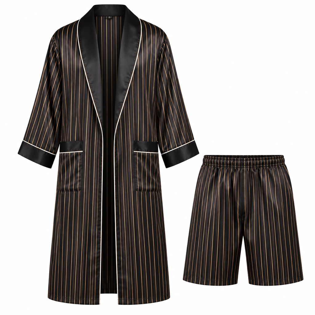 Luxurious Plus Size Men's Silk Robe Set for Ultimate Comfort