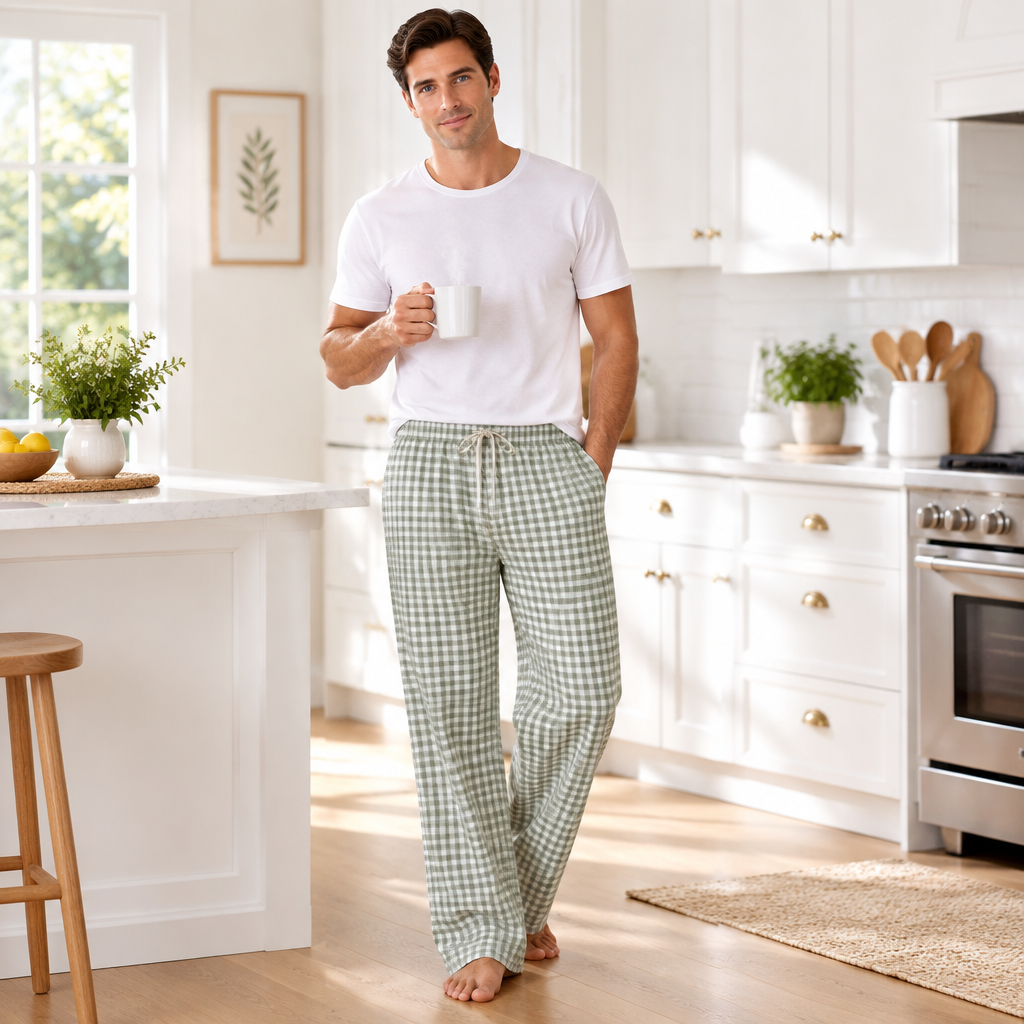 Men's Cotton Plaid Pajama Pants - Comfortable & Stylish Casual Sleepwear