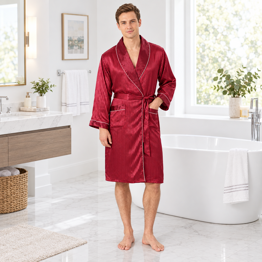 Luxurious Plus Size Men's Silk Robe Set for Ultimate Comfort