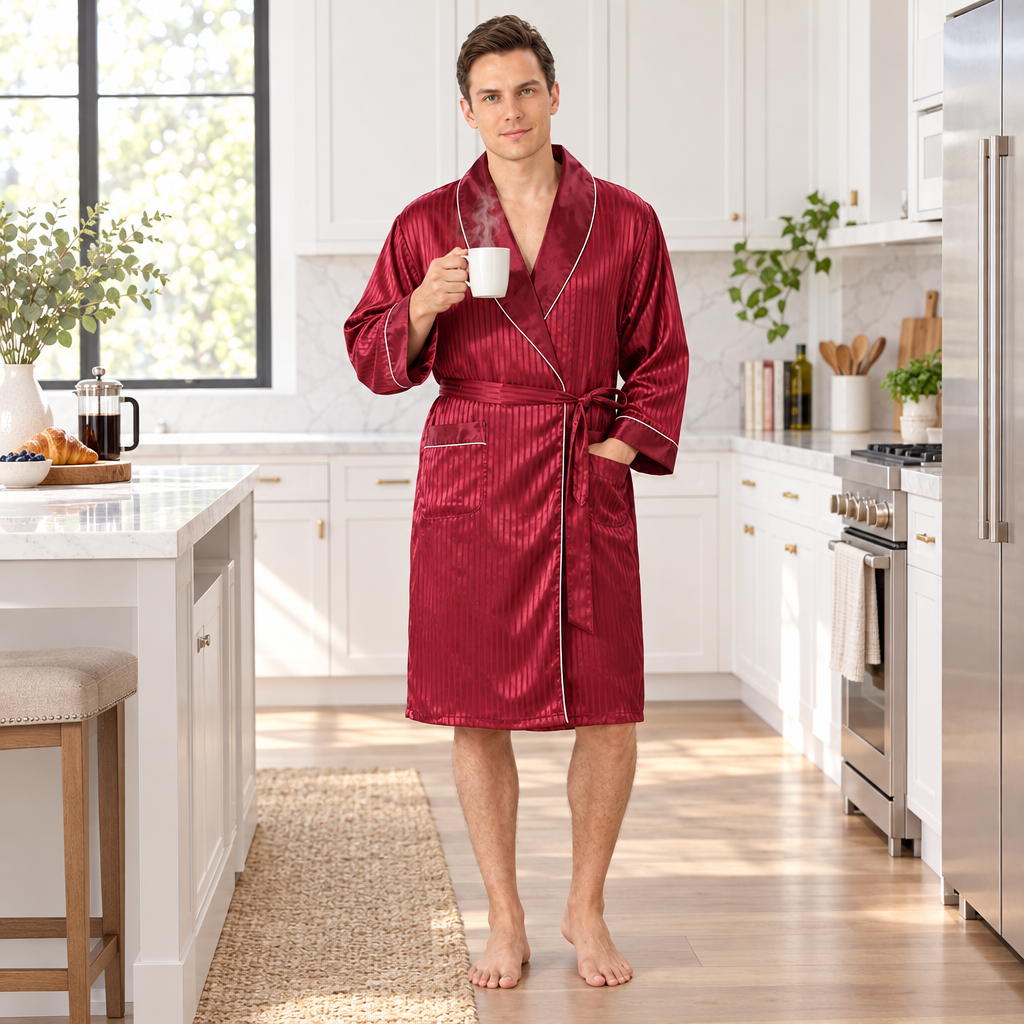 Luxurious Plus Size Men's Silk Robe Set for Ultimate Comfort