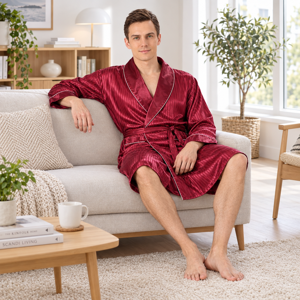 Luxurious Plus Size Men's Silk Robe Set for Ultimate Comfort