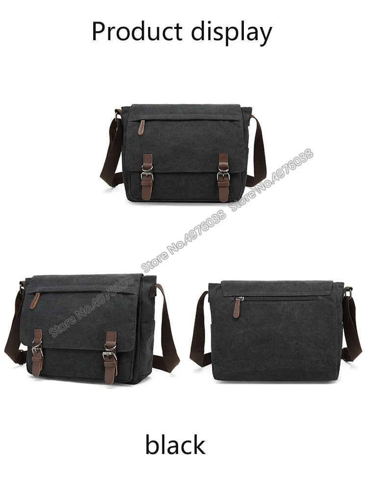 Men's Canvas Crossbody Messenger Bag – Vintage Shoulder Bag