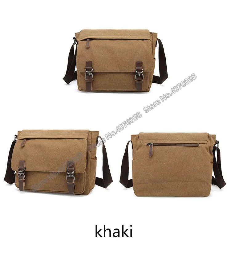 Men's Canvas Crossbody Messenger Bag – Vintage Shoulder Bag