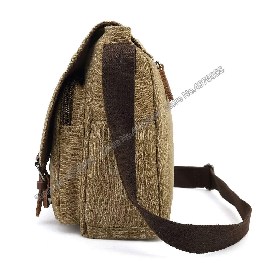 Men's Canvas Crossbody Messenger Bag – Vintage Shoulder Bag