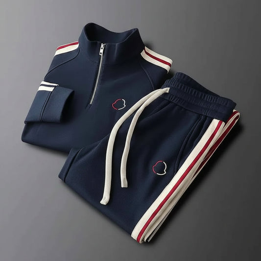 New Fashion Men's Casual Sports Two-Piece Set for Spring Autumn Hoodie Sweatpants Side Stripe Trendy Knit 3D Printed for Winter