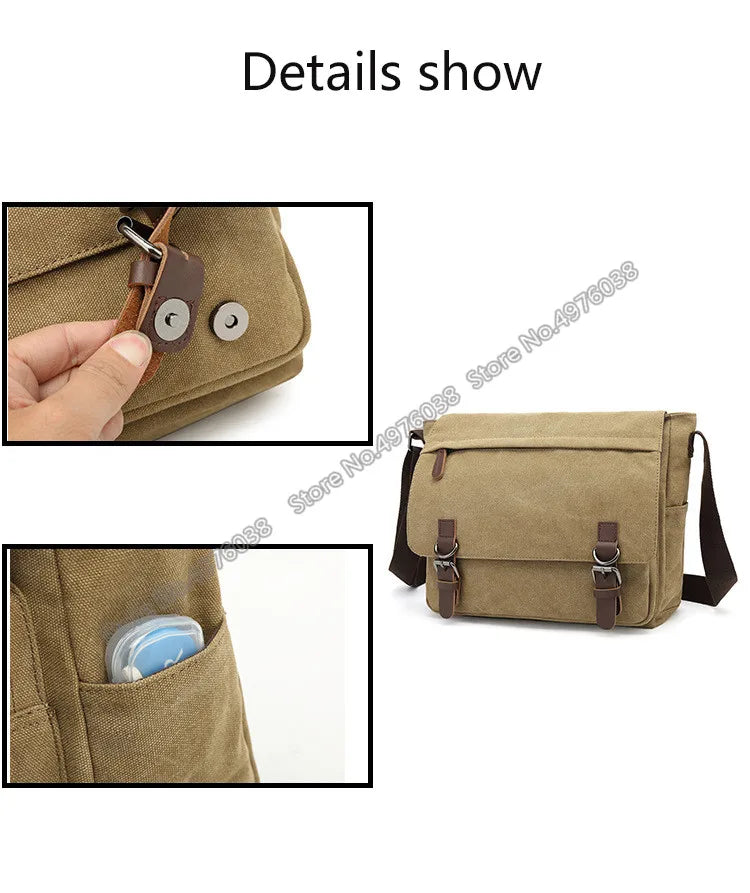 Men's Canvas Crossbody Messenger Bag – Vintage Shoulder Bag