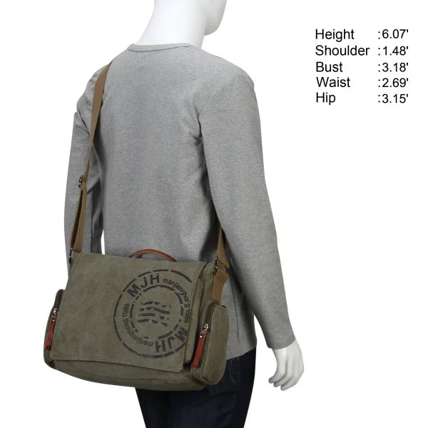 Men's Printed Canvas Crossbody Messenger Bag – Vintage Travel Shoulder Bag