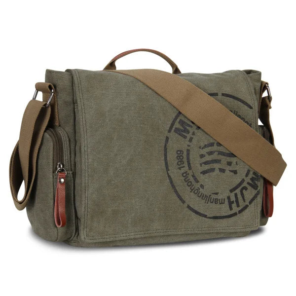 Men's Printed Canvas Crossbody Messenger Bag – Vintage Travel Shoulder Bag