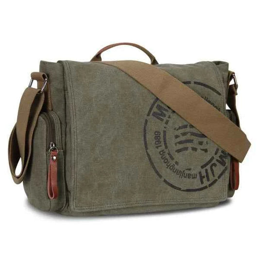 Men's Printed Canvas Crossbody Messenger Bag – Vintage Travel Shoulder Bag