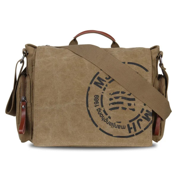 Men's Printed Canvas Crossbody Messenger Bag – Vintage Travel Shoulder Bag
