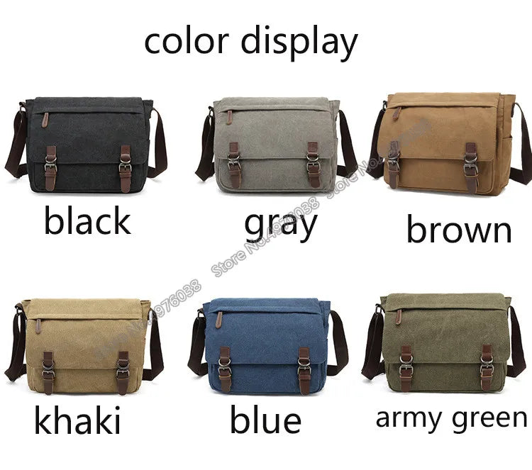 Men's Canvas Crossbody Messenger Bag – Vintage Shoulder Bag