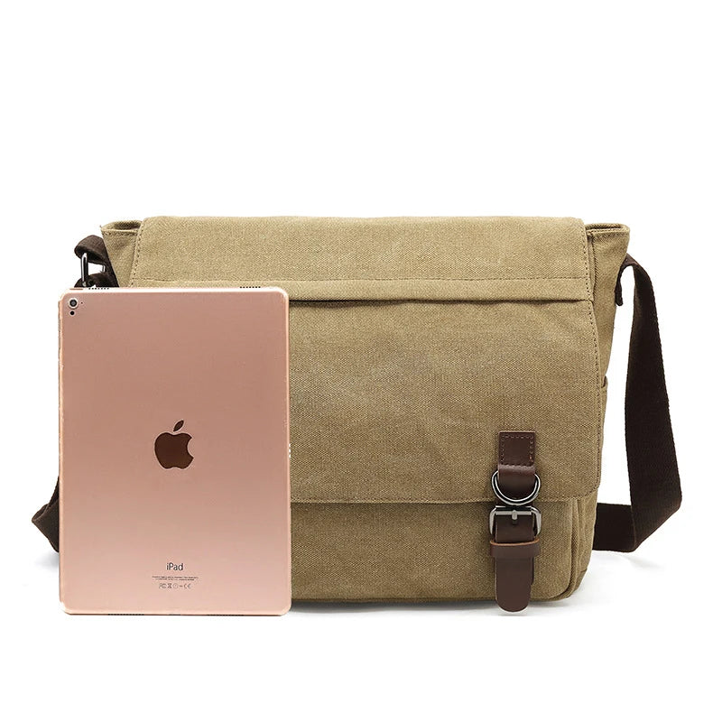 Men's Canvas Crossbody Messenger Bag – Vintage Shoulder Bag