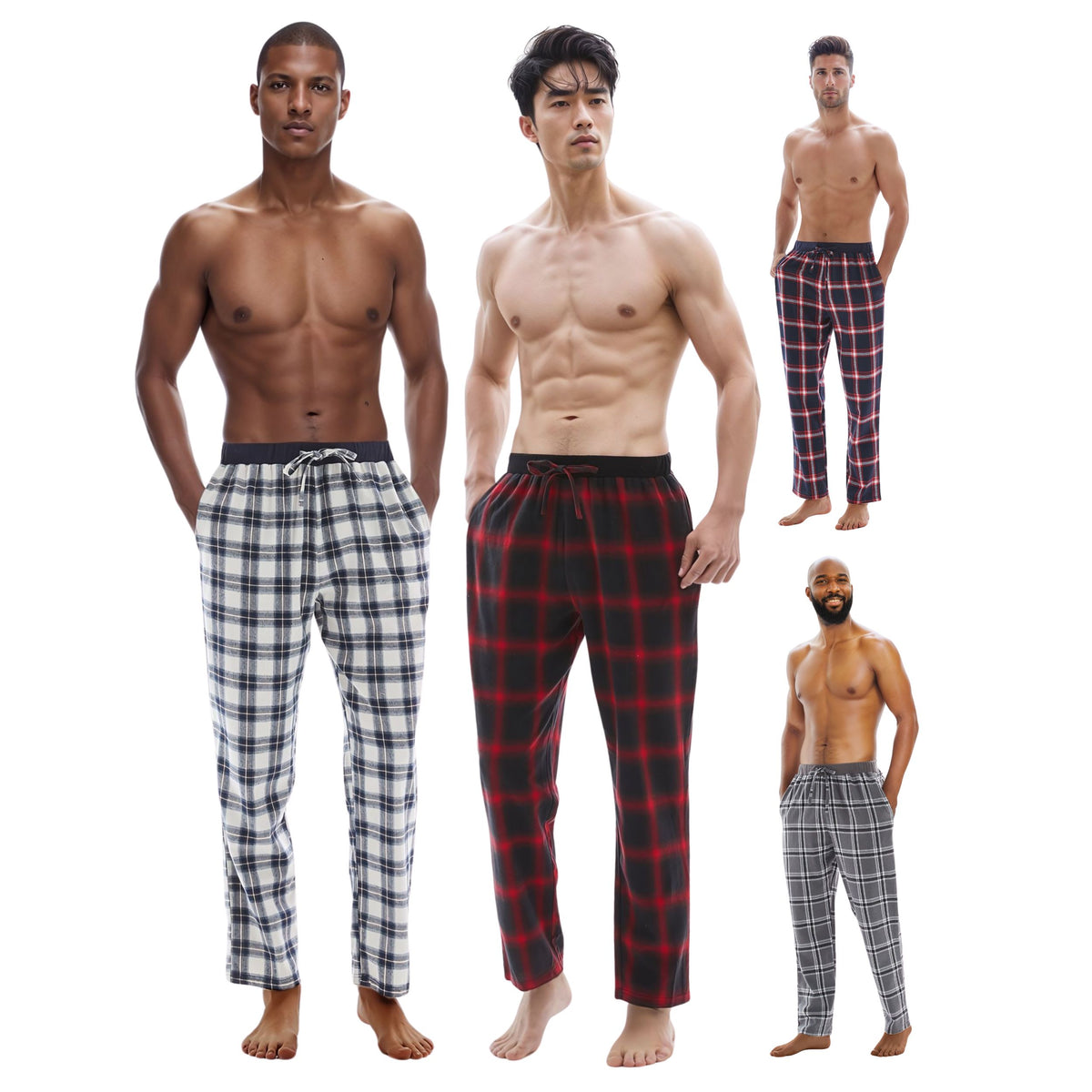 Heren 2 Pack 100% Katoen Geweven Ademende Katoenen Pyjama Grijs Rood