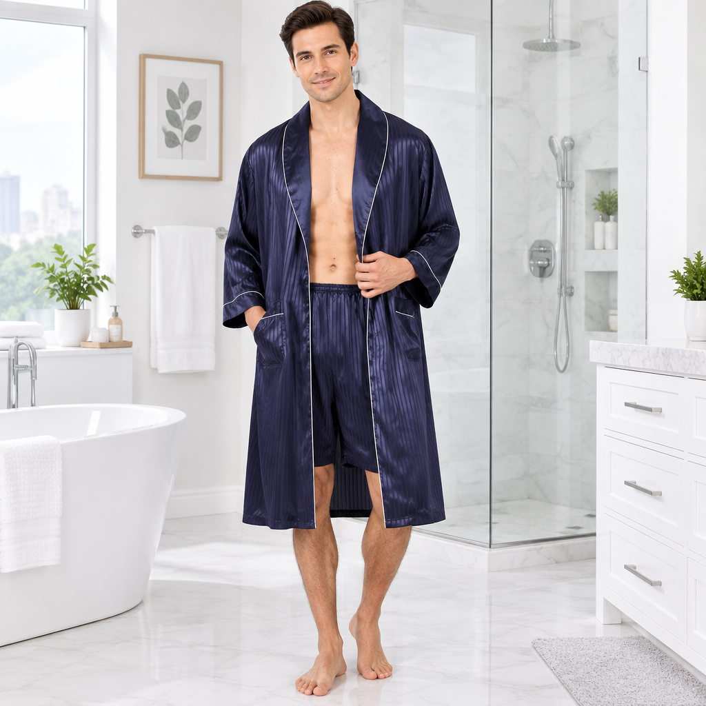Luxurious Plus Size Men's Silk Robe Set for Ultimate Comfort