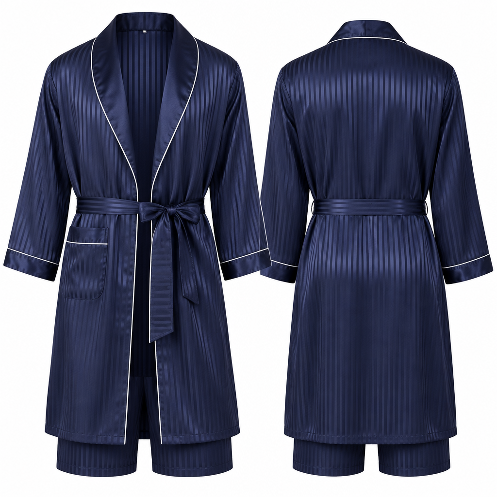 Luxurious Plus Size Men's Silk Robe Set for Ultimate Comfort
