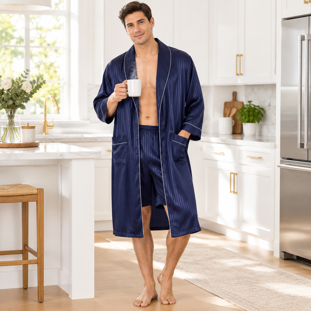 Luxurious Plus Size Men's Silk Robe Set for Ultimate Comfort