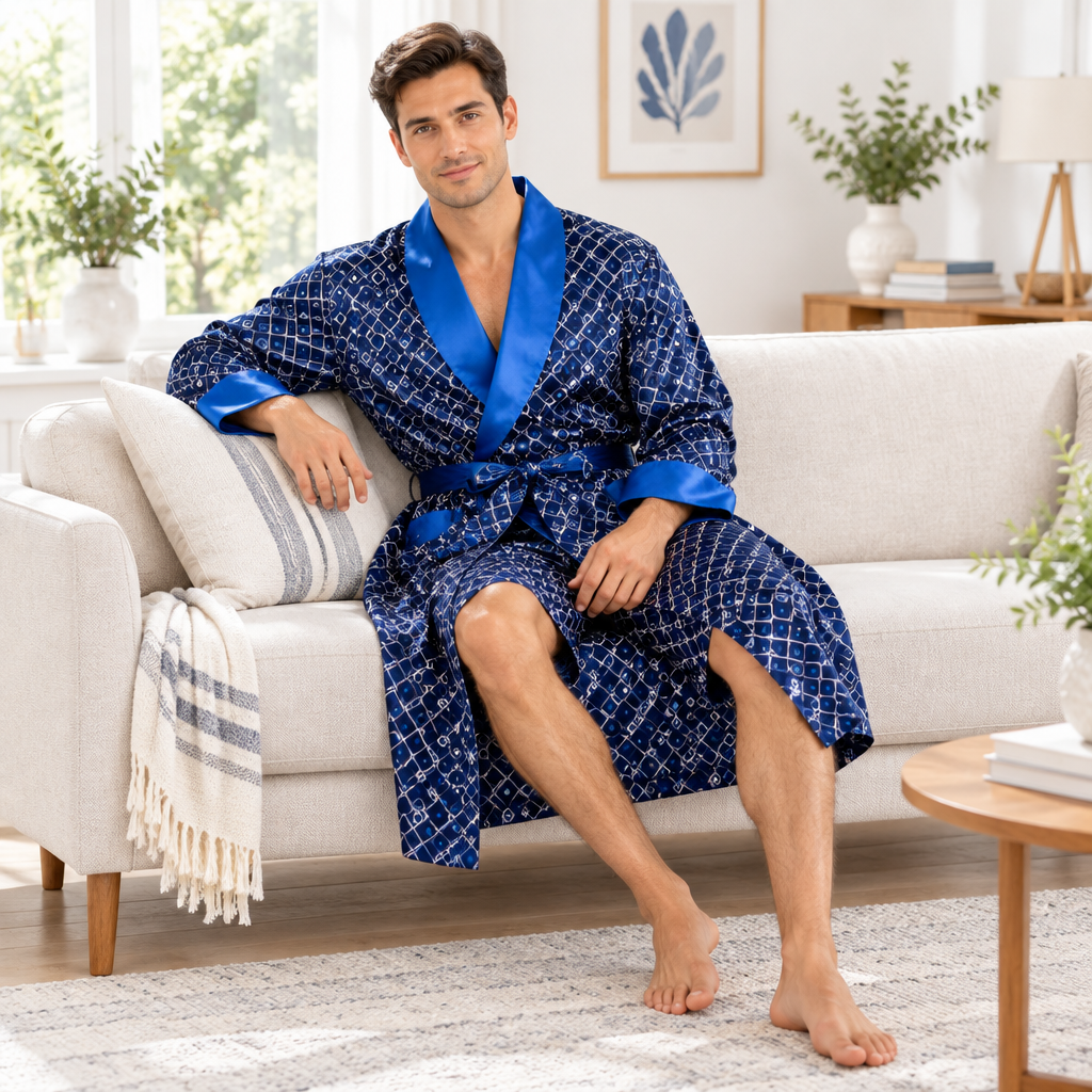 Luxurious Plus Size Men's Silk Robe Set for Ultimate Comfort