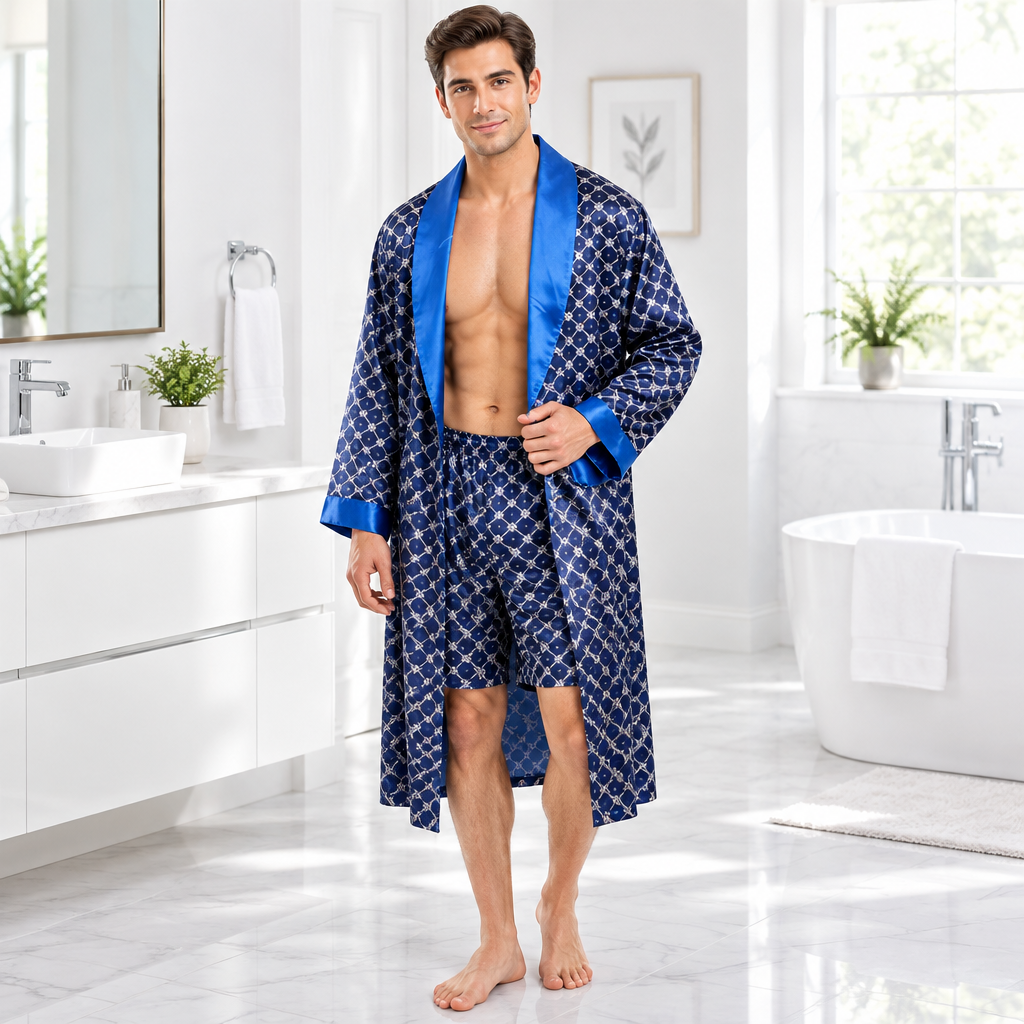 Luxurious Plus Size Men's Silk Robe Set for Ultimate Comfort