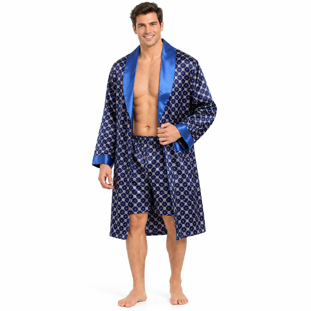 Luxurious Plus Size Men's Silk Robe Set for Ultimate Comfort