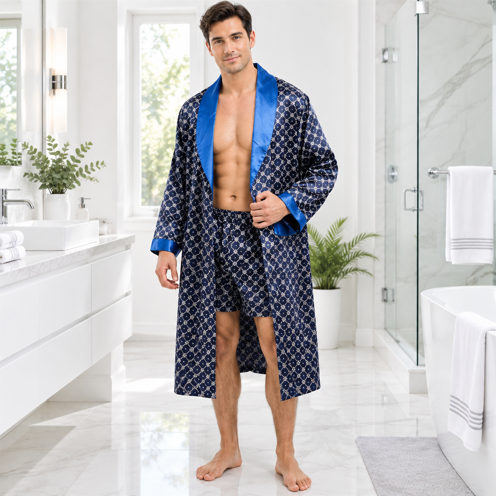Luxurious Plus Size Men's Silk Robe Set for Ultimate Comfort