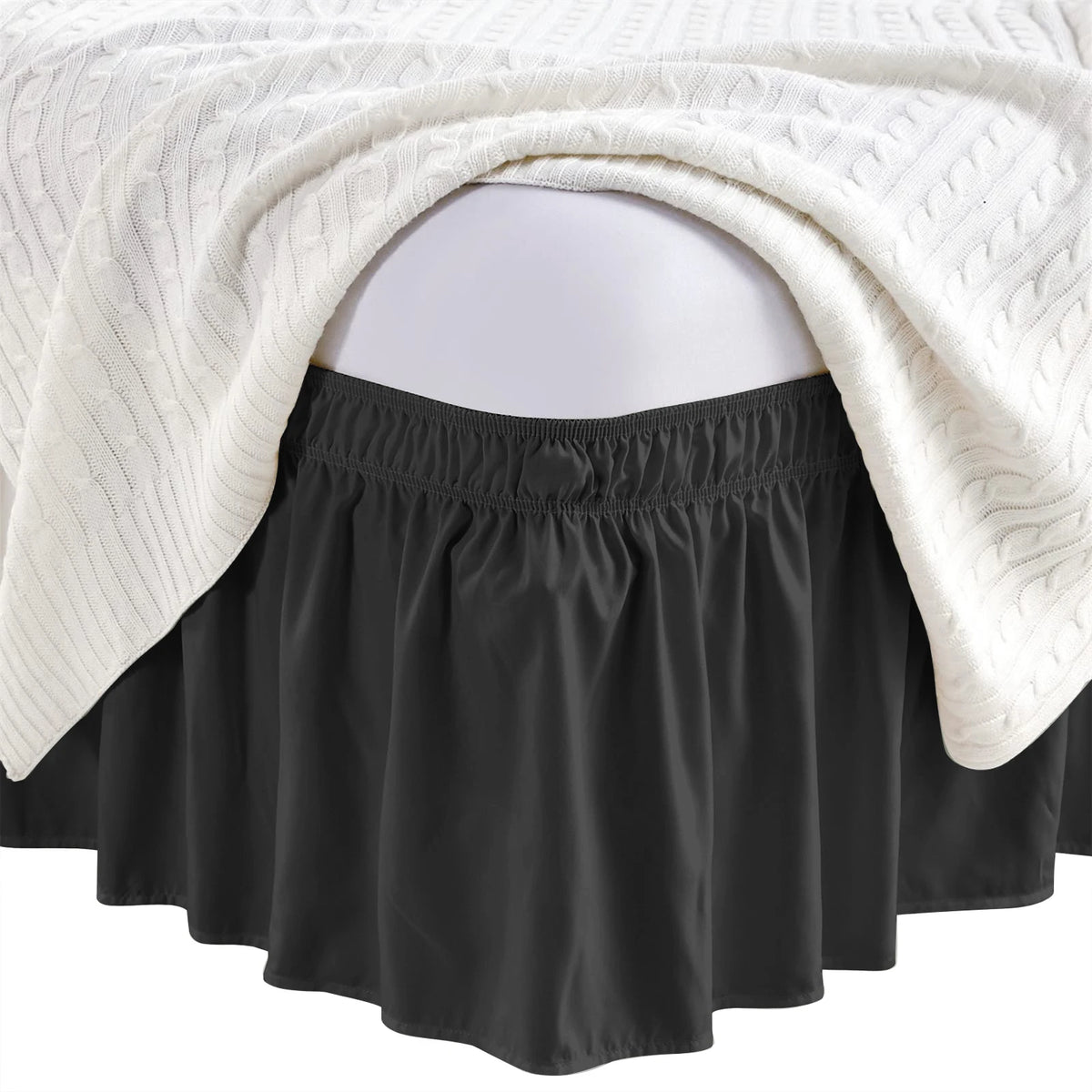 Adjustable Bed Skirt - Elastic Wrap Around, Wrinkle Free & Fade Resistant, Full Size for Women, Men, Kids & Teens Bedding