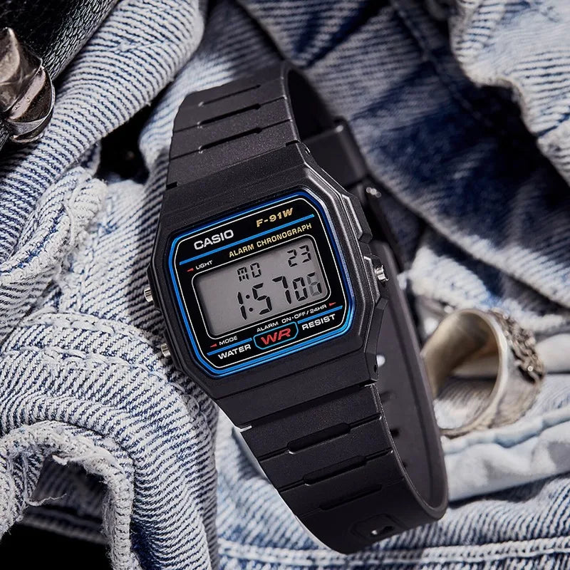 Casio F91W Retro Waterproof Watch - Fashionable Simple Small Square LCD Display Electronic Timepiece