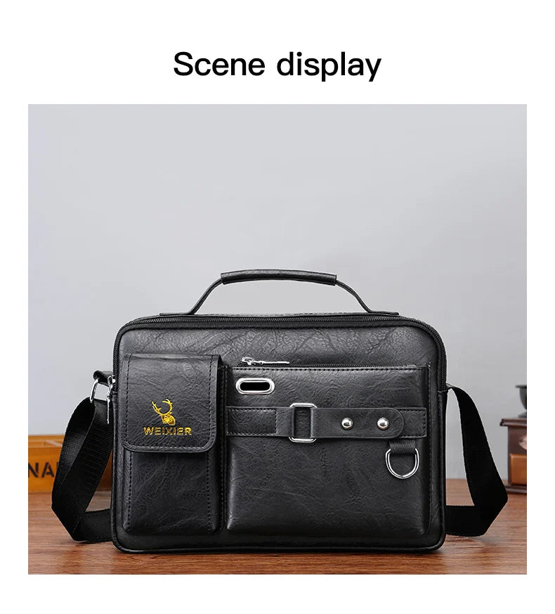 Men's PU Leather Crossbody Messenger Bag – Vintage Designer Style
