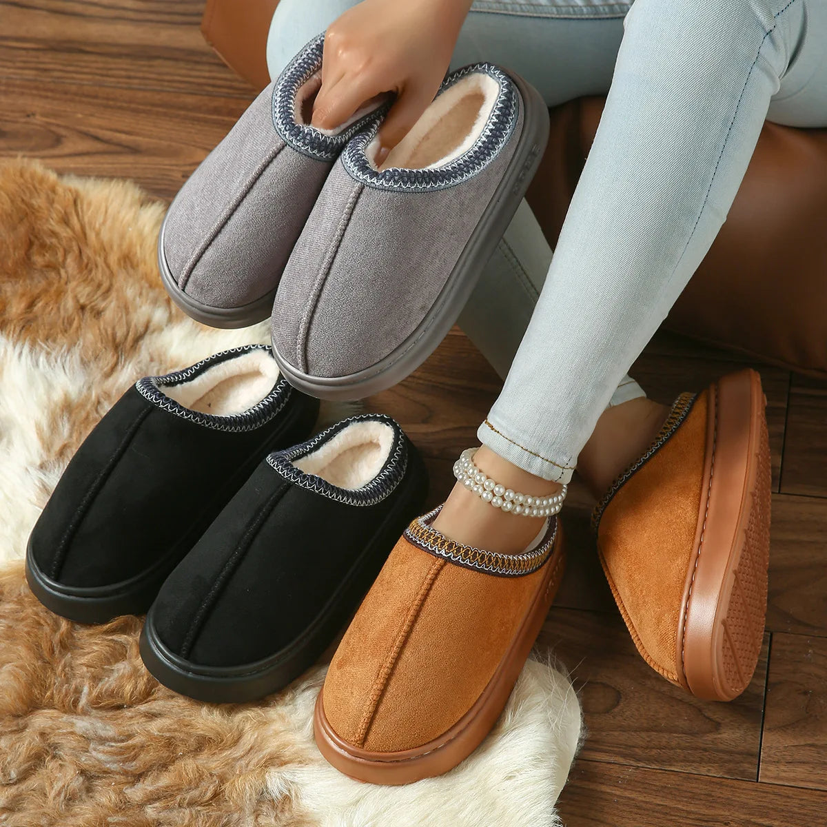 Men's Faux Suede Home Slippers - Comfortable & Stylish Indoor Footwear