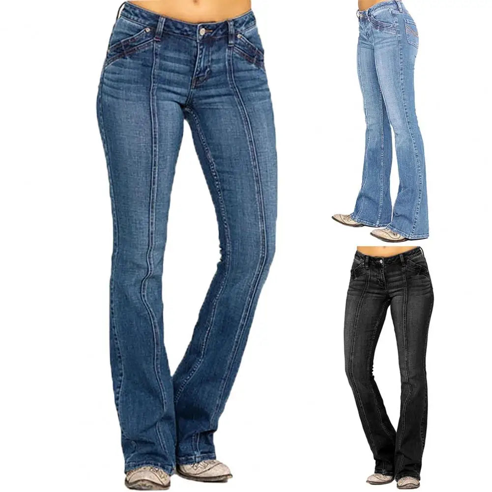 2023 New Women's Low Waist Boot Cut Jeans Fashion Slim Stretch Denim Flared Pants Casual Female Trousers XS-4XL Drop Shipping