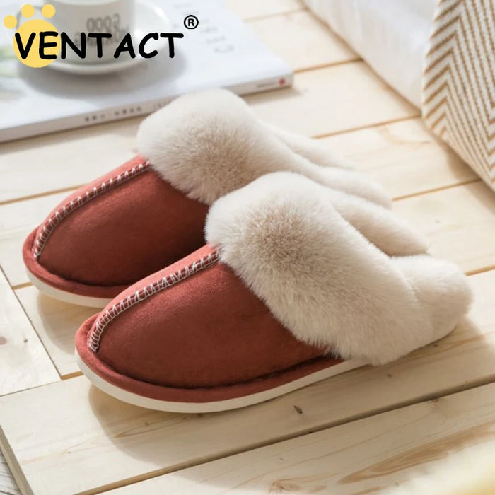 VENTACT Plus Plush Men Women Slipers Fashion Warm Non-Slip Female Shoes Home Indoor Fleece Waterproof Couples Shoes Slippers