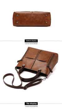 Women's Retro PU Leather Crossbody Handbag Fashion Classical Style Shoulder Purse Casual Daily Bag Large Capacity Tote Simple