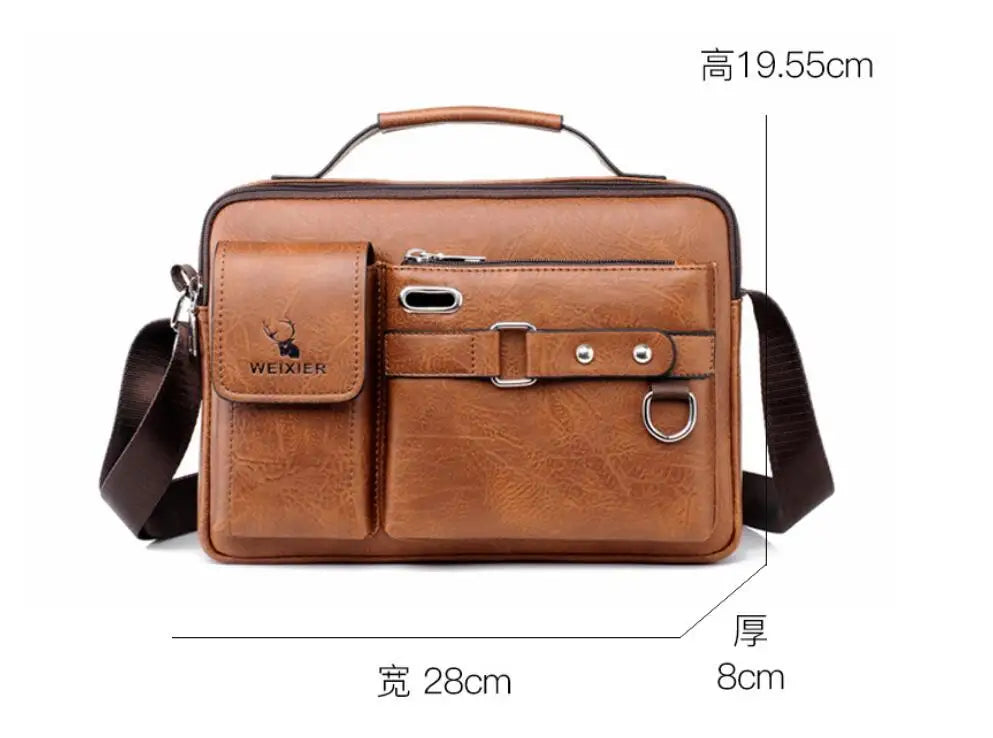 Men's PU Leather Crossbody Messenger Bag – Vintage Shoulder Bag