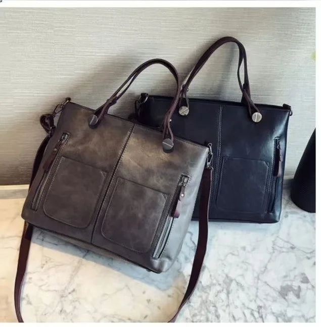 Women's Retro PU Leather Crossbody Handbag Fashion Classical Style Shoulder Purse Casual Daily Bag Large Capacity Tote Simple