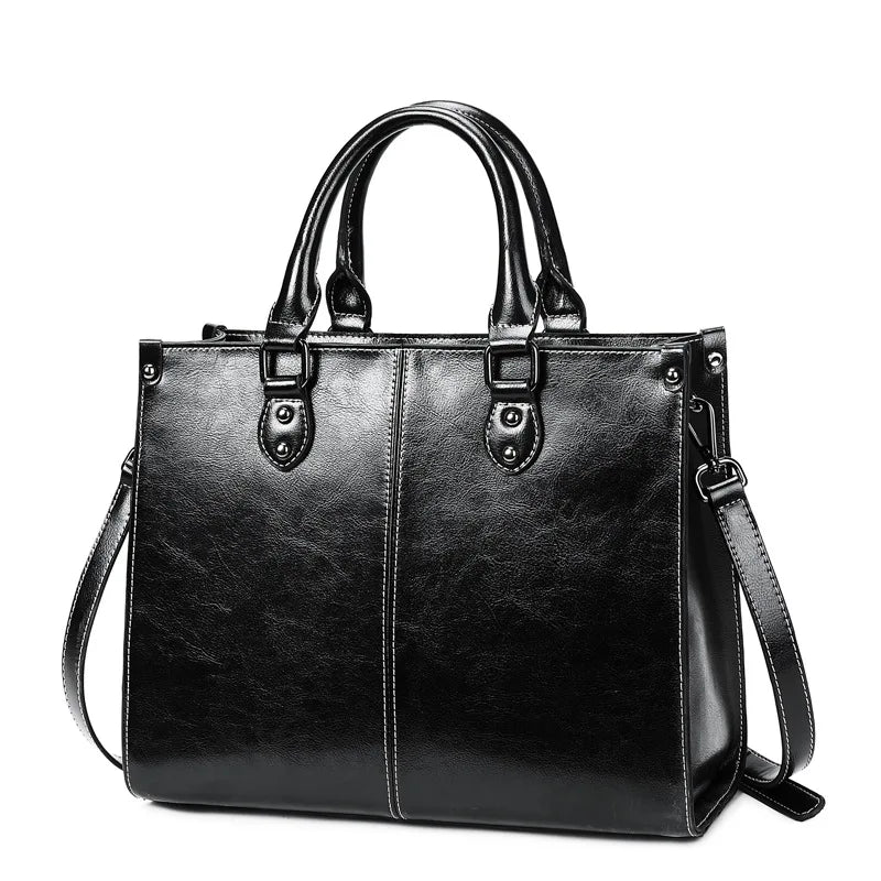 Women Handbag Crossbody Shoulder Tote Bag Genuine Leather Shopping Fashion Office Female Real Cowhide Messenger Top Handle Bags - Genuine Leather Women Handbag