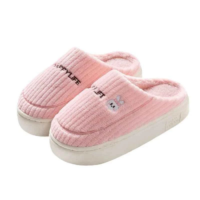 Cozy Winter Cartoon Embroidery Slippers for Adults – Warm Plush Home Comfort