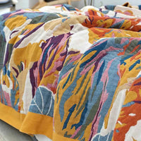 Multi Layer Gauze Cotton Printing Throw Blanket Warm Winter Bedspread on The Bed Soft Blanket Bed Cover Decoration for Sleeping