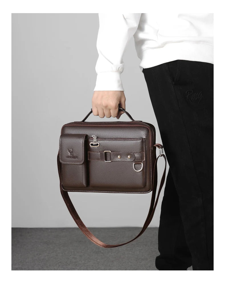 Men's PU Leather Crossbody Messenger Bag – Vintage Designer Style