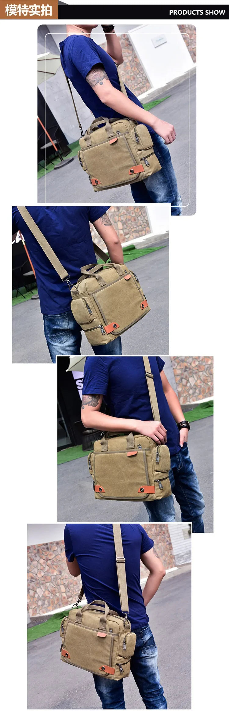 Men's Large Canvas Crossbody Satchel Bag – Travel & Casual Shoulder Bag