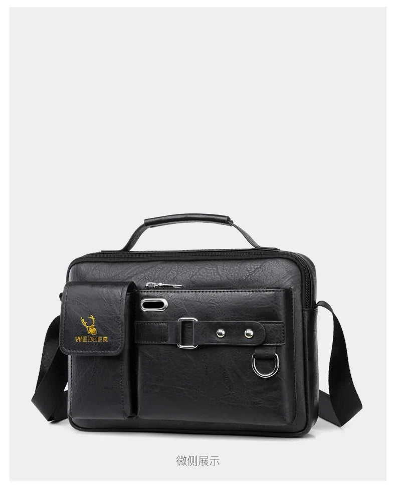 Men's PU Leather Crossbody Messenger Bag – Vintage Designer Style