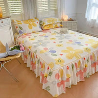 Transform Your Bedroom with Our Floral Bed Skirt Set – Stylish & Protective Bedding