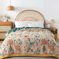 Charming Cotton Floral Bedspread Blanket for Cozy Summer Comfort